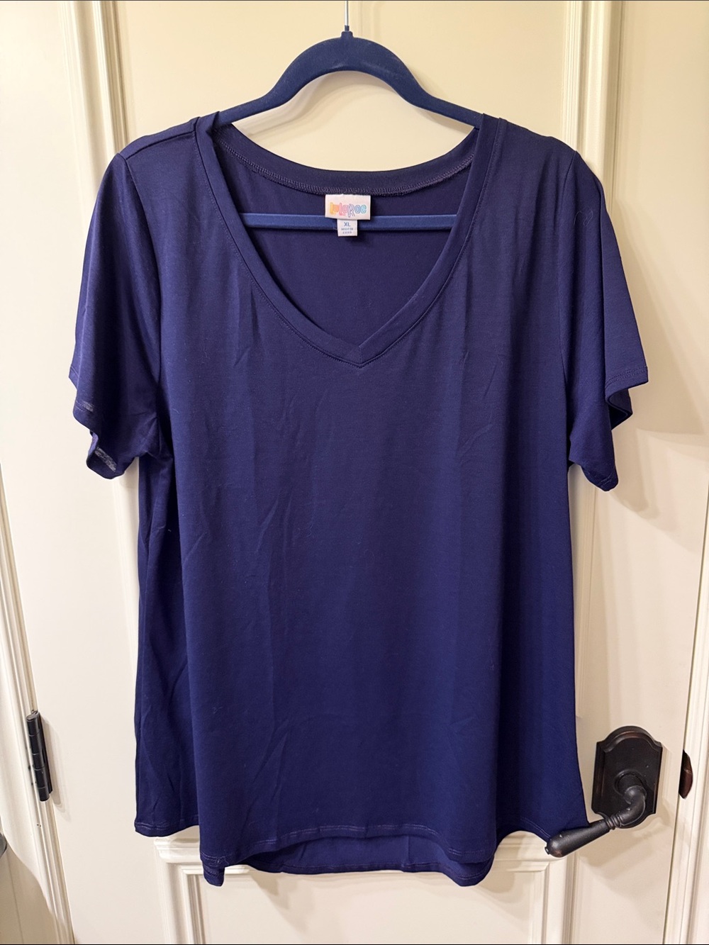 LuLaRoe Navy V-Neck Short Sleeve Christy Tee